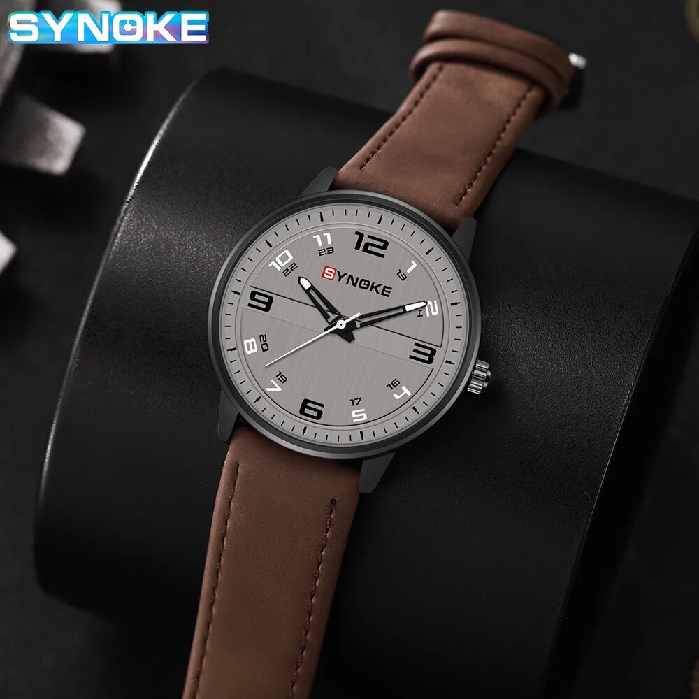SYNOKE-reloj de cuarzo para hombre, cronógrafo Retro con correa de negocios, sencillo, deportivo, no mecánico