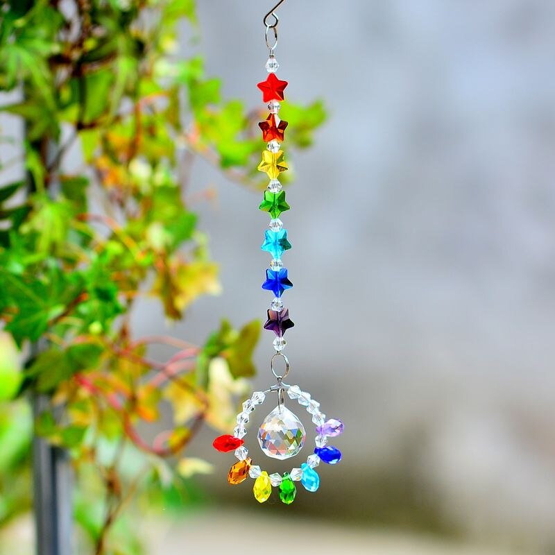 Kainai Chakra Rainbow Star Suncatcher Crystal Prisma Venster Opknoping Kristal Auto Charm Rainbow Decaration Warmhouse Tuin: clear