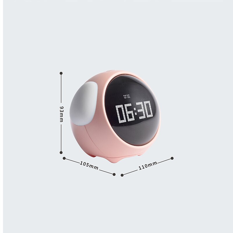Leuke Uitdrukking Wekker Nachtkastje Voice Control Nachtlampje Usb Oplaadbare Kind Snooze Wekker Kid Digitale Led Klok