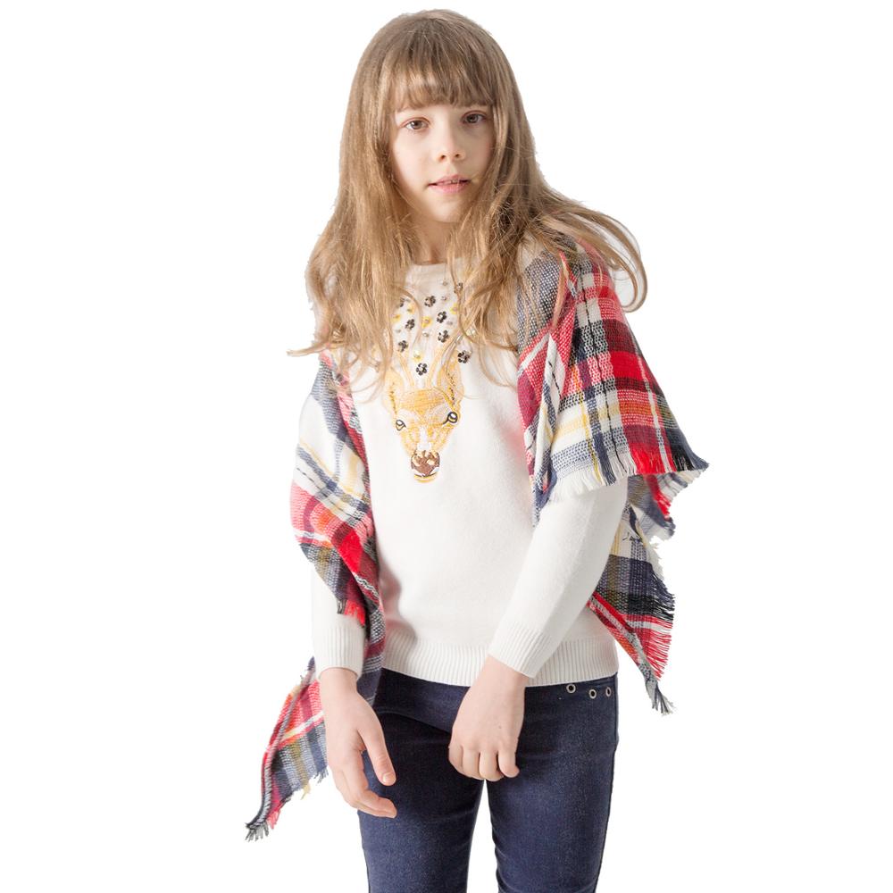 JIFANPAUL scarf autumn and winter imitation cashmere children's plaid scarf retro shawl scarf unisex