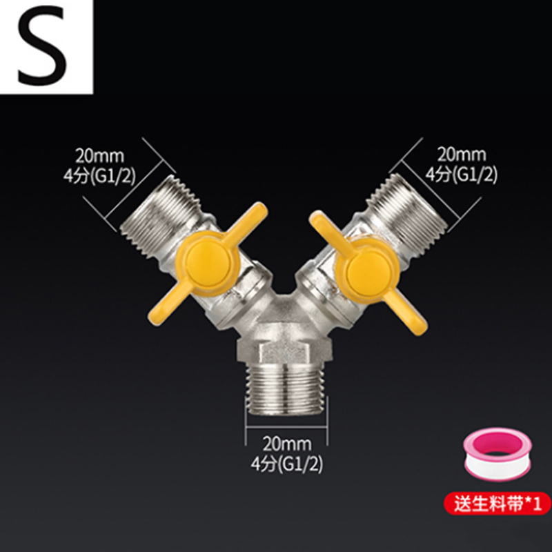 1/2 "Fittingen Alle Koperen Plating 3-Weg 4-Way Gasklep Hoek Ventiel Bal Boiler kraan Schakelaar Shunt Outlet Conversie: Roze