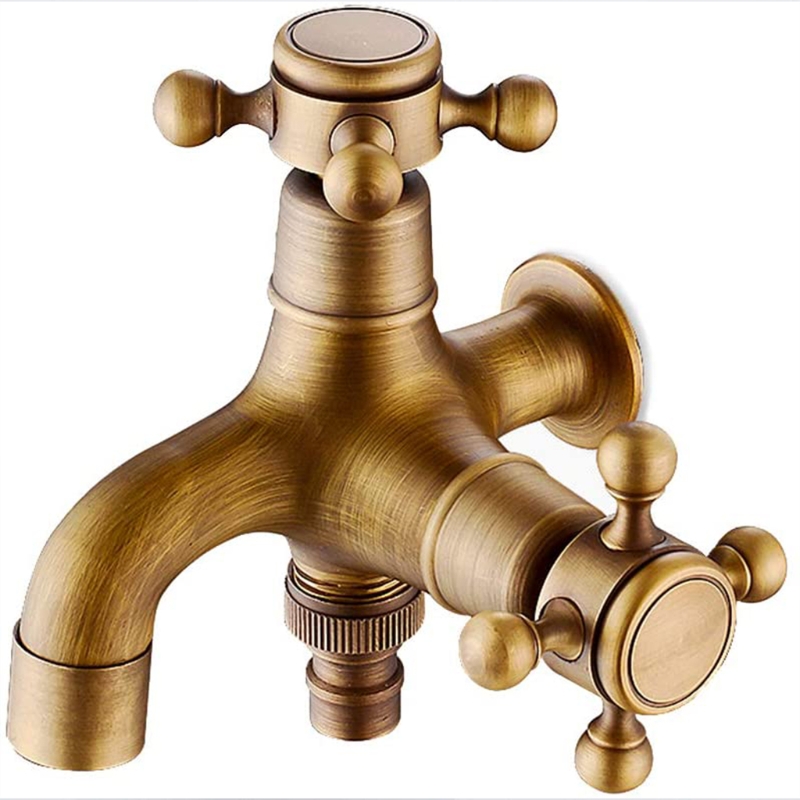 Rubinetto per acqua in ottone europeo a parete rubinetto per acqua antico classico a doppio scopo per il bagno del giardino di casa elegante