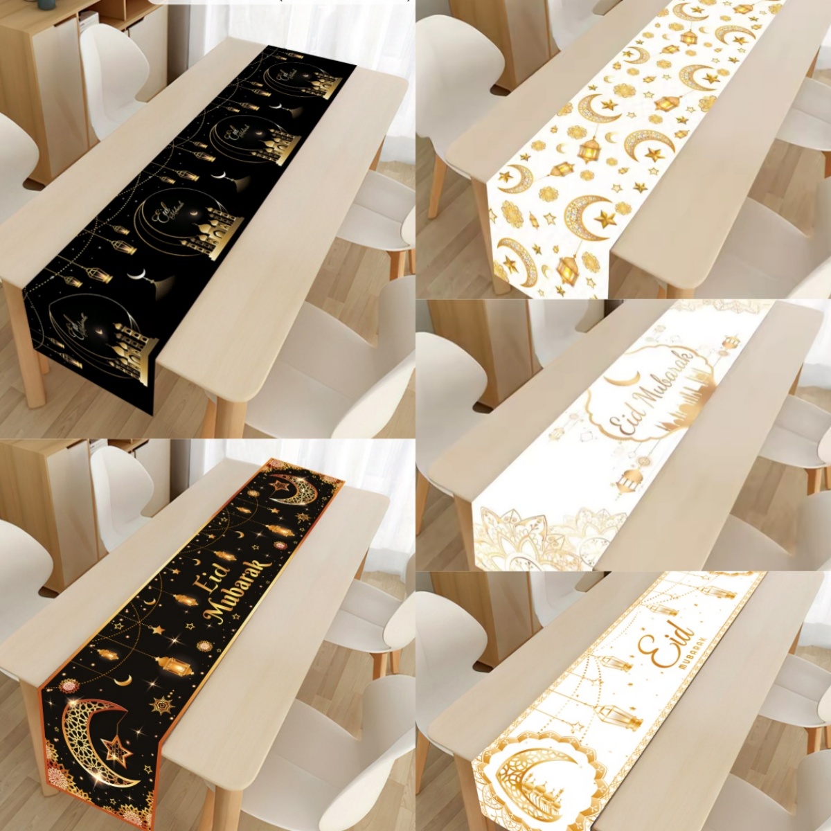 Camino de mesa Eid Mubarak, decoración de Ramadán 2025 para el hogar, Ramadán Kareem, Ramadán Mubarak, musulmana islámica, de Eid al-fitr