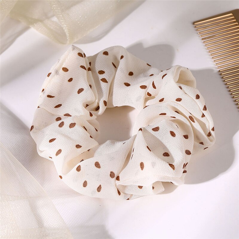 Chiffon Scrunchie Stretch Headbands Dot Plaid Headwear Women Girls Elastic Hair Rubber Bands Hair Ropes Hair Accessories