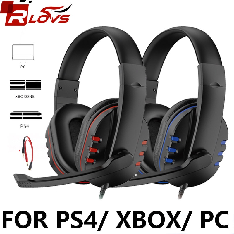 RLOVS Gaming Headset 3.5mm Wired Over-Head Gamer Headphone With Microphone Volume Control Gamer Earphone Headset For Xbox PS4 PC