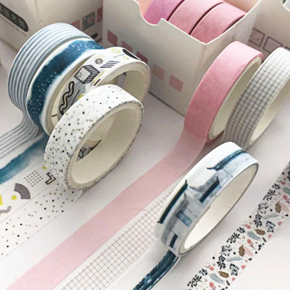 5 rouleaux/Ensemble BRICOLAGE Washi Ruban Auto-Adhésif Facile à Déchirer multi-usage Facilement Déchiré Washi pour Planificateur Fournitures
