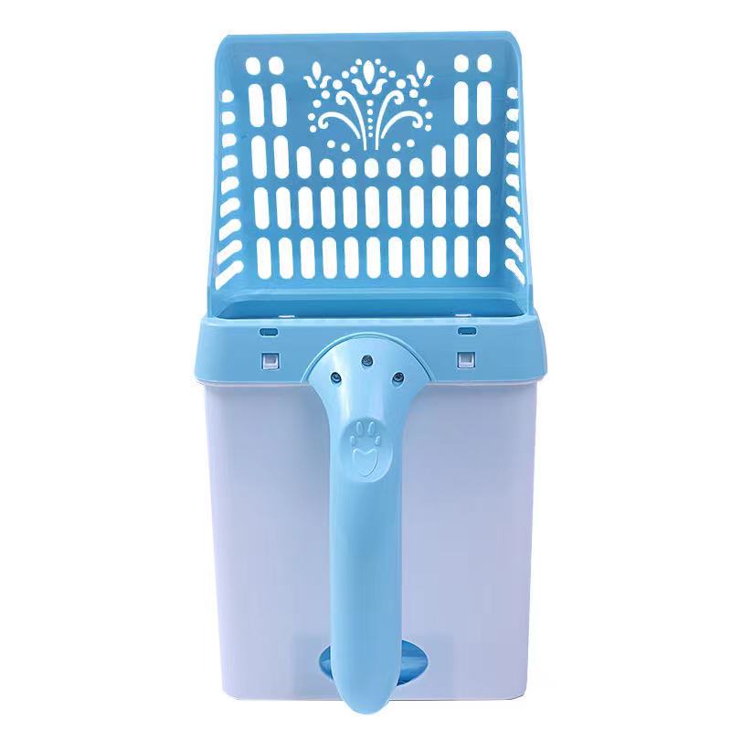 Pelle à litière de chat avec tamis creux et boîte à bac, idéal pour le nettoyage du sable, pour chiens et animaux de compagnie: blue