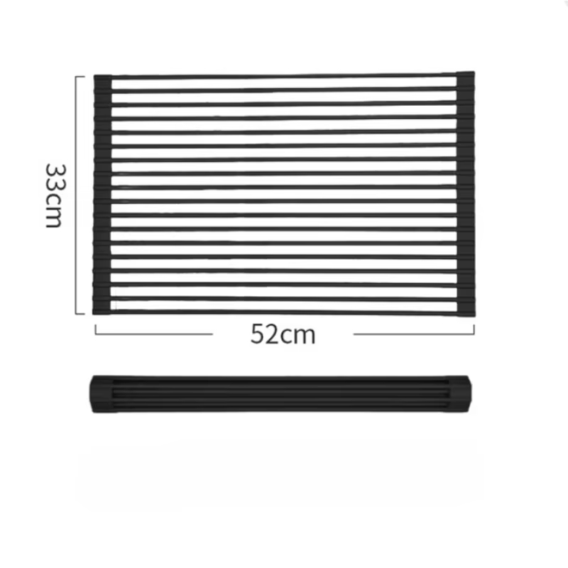 Duży Suszak na Naczynia w Rolce Składany Suszak na Naczynia Ociekacz robić Zlewu Suszak na Naczynia w Rolce Pełny Silikonowy Powłoka Stal Nierdzewna