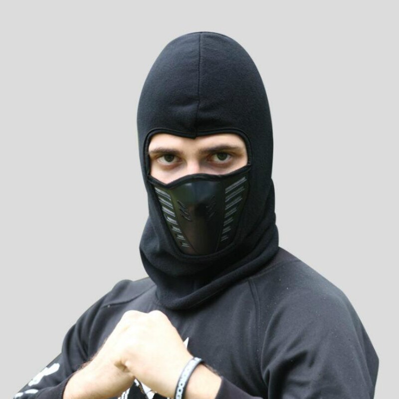 Mascarilla facial cálida para Motocross, máscara de lana térmica para exteriores, para ciclismo, para invierno: Negro