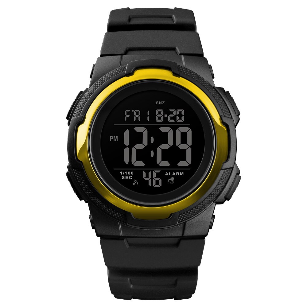 SKMEI 1423 Outdoor Sport Horloge Luxe Multifunctionele Stop Horloge Dual Tijd 5Bar Waterdicht Horloge Man Digitale Horloge: GOLD