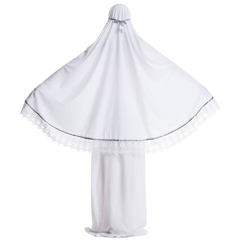 2pcs Muslim Women Traditional Robe Dress Double Layer Islamic Prayer Sets