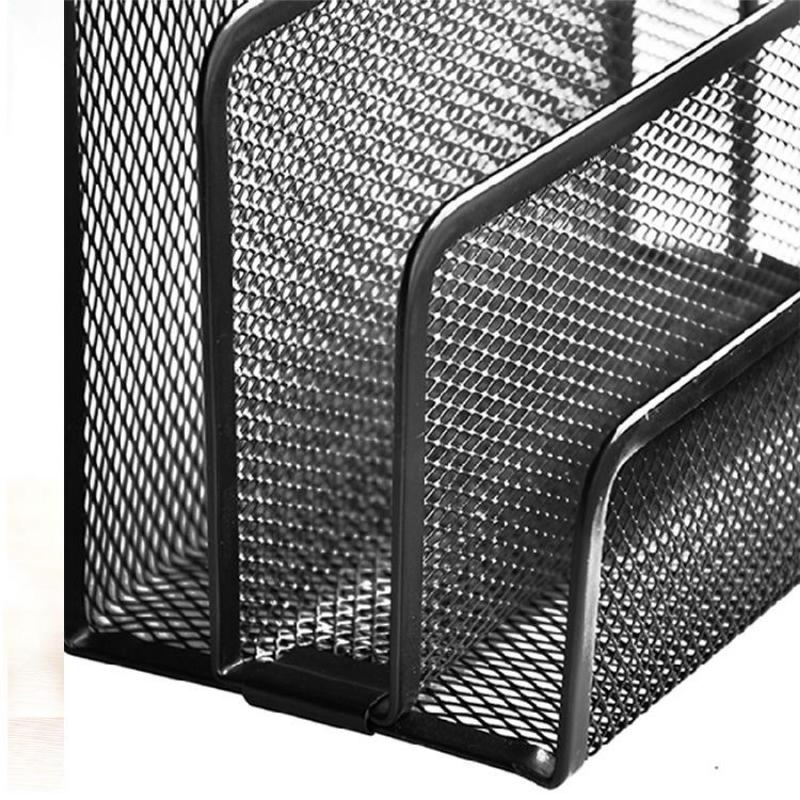 Black Metal Mesh Desk Organizer Desktop Letter Sorter Mail Tray File Organiser Office Home Bookends Book Holder Business