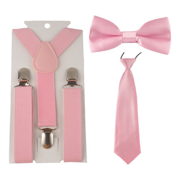 3Stck Schule Jungen mädchen freundlicher freundlicher befestigen elastische Hosenträger für hemd suspensorio Krawatte Bowties schmetterling Krawatte einstellen TR0001: Rosa