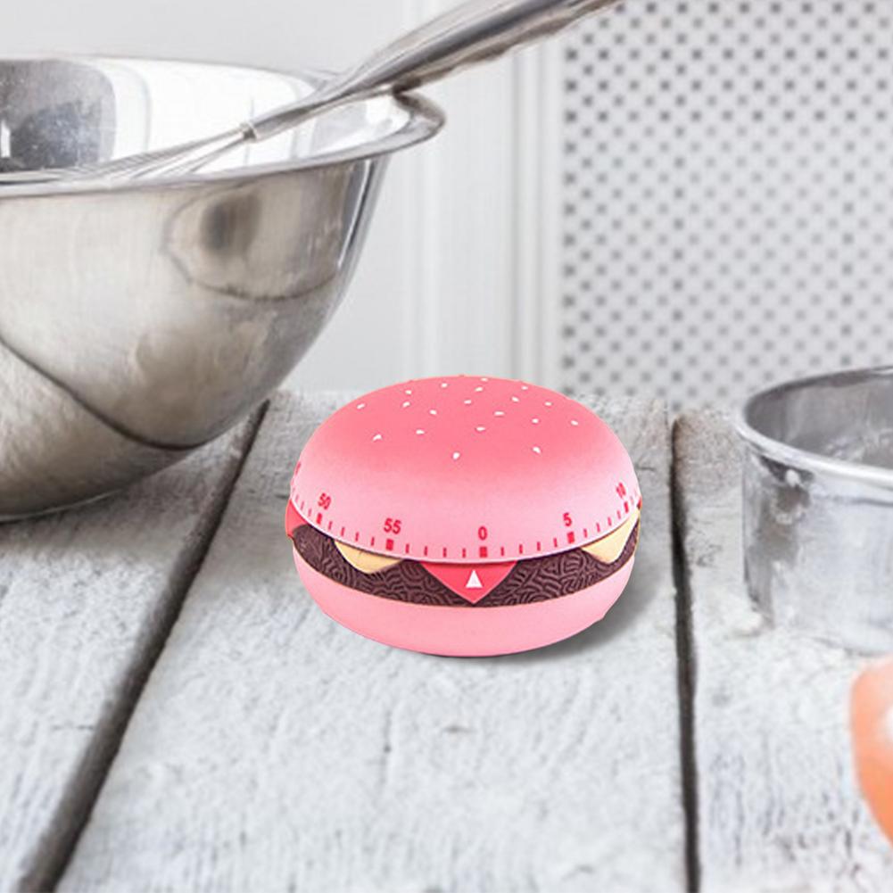 Cartoon Burger Shaped Kitchen Timer Home Kitchen Alarm Clock Countdown 60 Minutes Mechanical Timer For Cooking Baking Frying