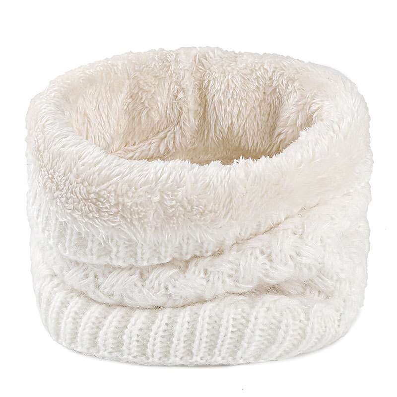 Winter Ladies Pink Red Warm Elastic Thick Knitted Circle Scarf Ring Women Men Faux Fur Neck Collar Warmer Plush Scarves: White
