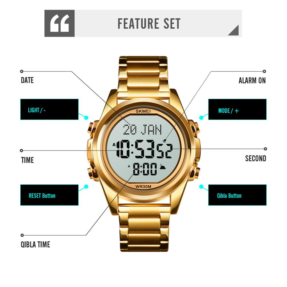 Skmei Moslim Azan Klok Horloge Voor Gebed Met Qibla Kompas Adhan Alarm Hijri Kalender Islamitische Al Harameen Fajr Tijd Horloge