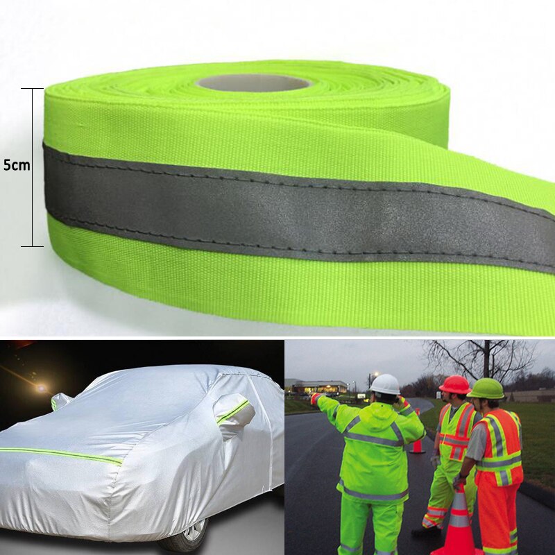 Fluorescent Yellow&amp;Fluorescent Orange Reflective Fabric Tape Sew On Safe Clothing