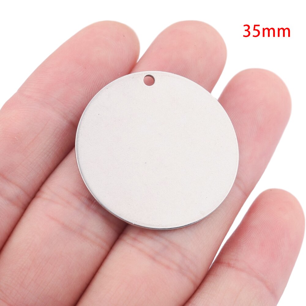 Pendentifs en acier inoxydable en métal rond estampage disque blanc breloques chien étiquettes résultats de bijoux pour pendentif collier faisant des accessoires: 35mm 5pcs