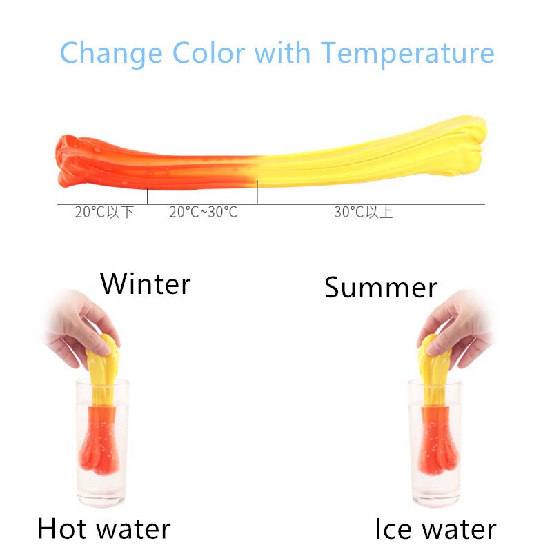 Slim legetøj hånd gummi temperatur ændring skifter farve slim fluffy lys ler plasticine mudder legetøj børn