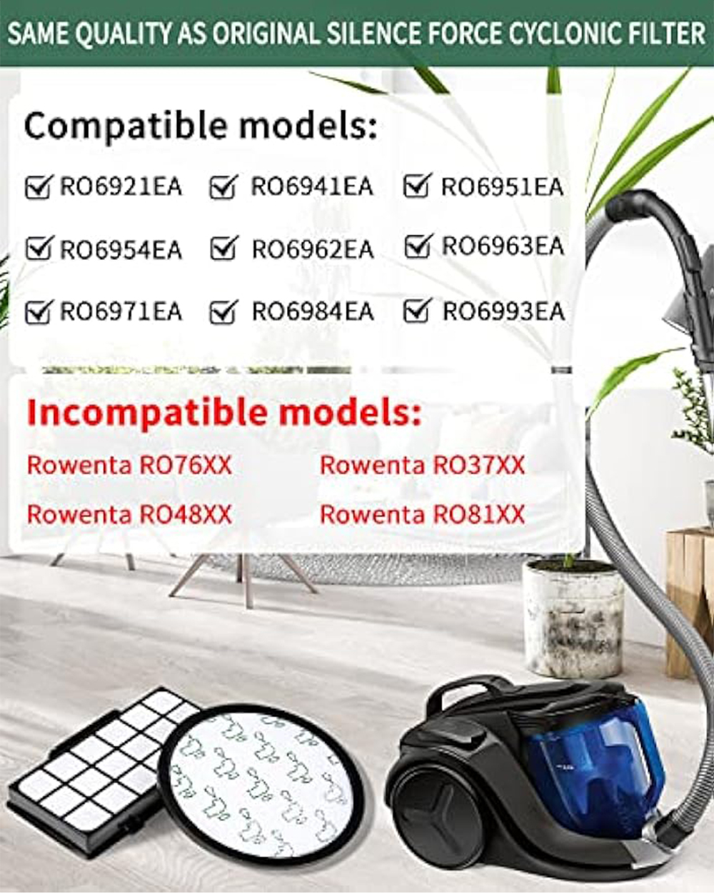 Filtros de repuesto para aspiradora ciclónica Rowenta x-trem Power RO6941EA RO6951EA RO6963EA RO6971EA RO6984EA RO6993EA