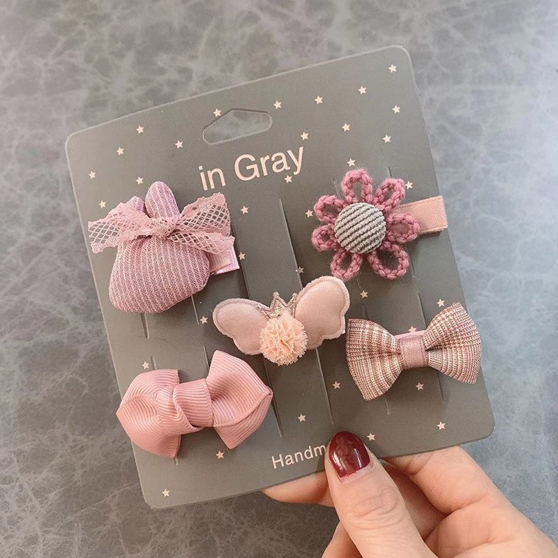 5 pçs/set bonito crianças clipes de cabelo do bebê flor crianças menina arcos coroa hairpin haarspeldfes barrettes da criança do bebê acessórios para o cabelo: pink bows