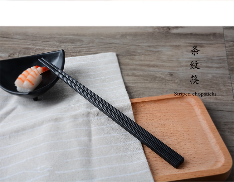 (10Pairs) Japanese Sushi Chopsticks Long Sticks Household Kitchen Reusable Black Chopsticks