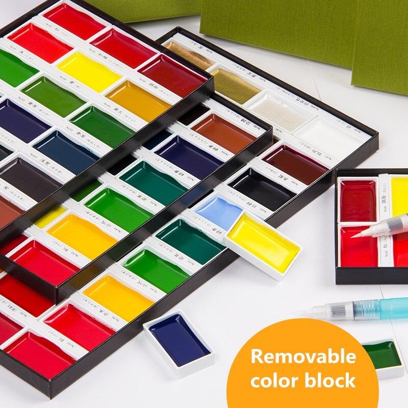 Kuretake – ensemble de peinture à l'aquarelle solide 24/36/48, se dissout rapidement la couleur de la peau, peinture pigmentée professionnelle, fournitures d'art