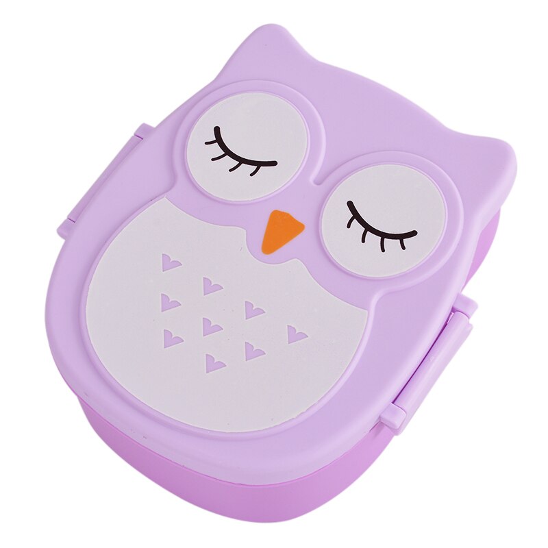 Student Sealed Lunch Box Food Storage Containers Cute Double Layer Bento Box Dinnerware Plastic Cartoon Food Container#1: 1pc purple