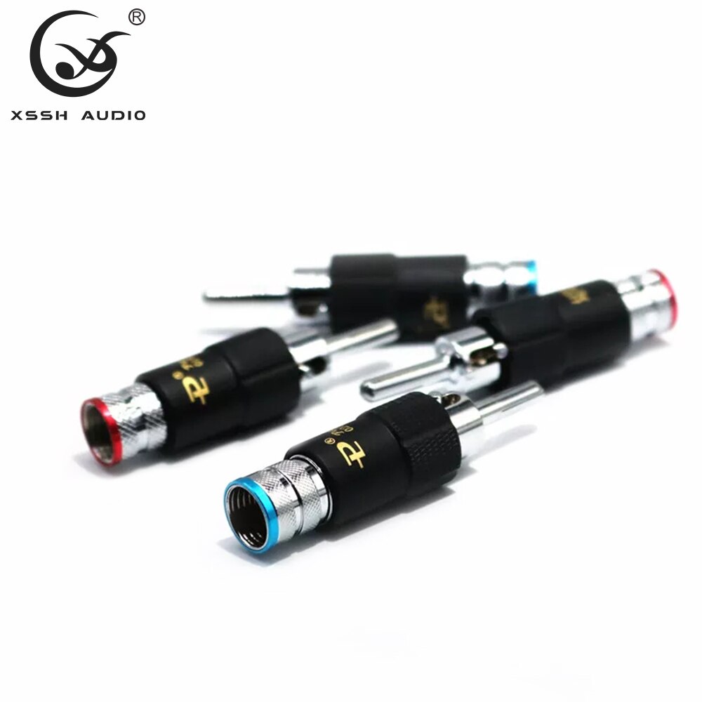 8 stücke YIVO Hallo-Ende Gold Rhodium Überzogene Audio- Video Lautsprecher Jack Kupfer 8mm selbst-Verriegelung Männlichen connecter Banane Stecker