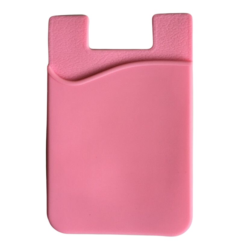 Podwójna kieszeń elastyczny silikon ID pokrywa kredytowa etui na bilet miesięczny naklejka portfel na klucze Case torebka na telefon komórkowy kobiety mężczyźni etui: Pink