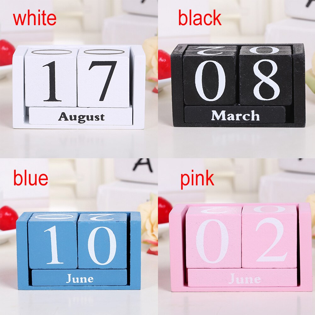 Planner DIY Wood Calendar Living Room Desktop Home Office Decor Month Date Display Desk Decoration Wood Block Reusable