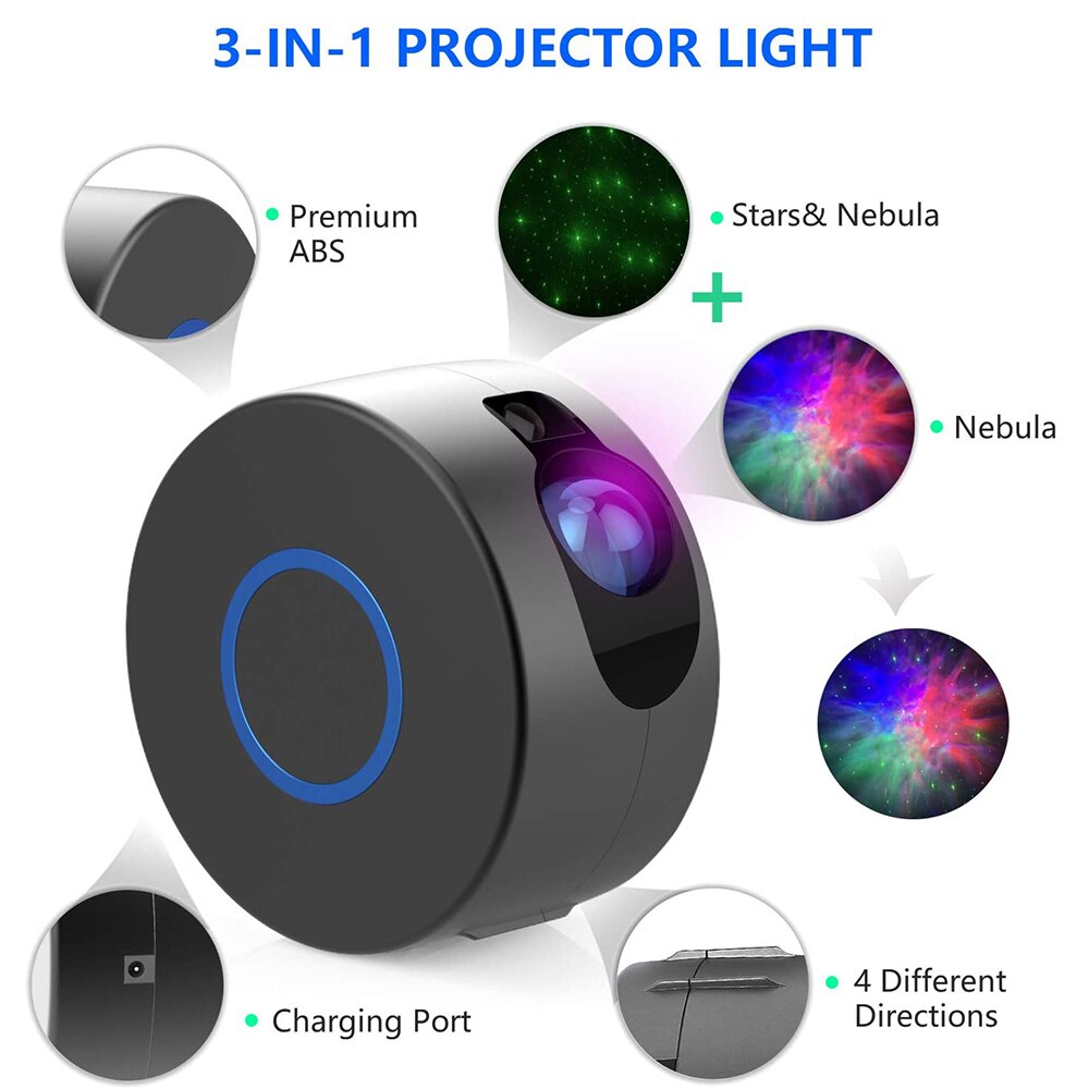 Kleurrijke Galaxy Sky Projector Light Roterende Water Zwaaien Nachtlampje Spraakbesturing Muziek Speler Romantische Projectie Led Lamp