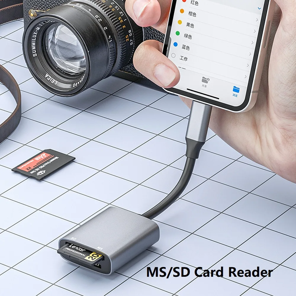 USB C Memory Stick Pro Duo Adapter für iPhone MS/SD-Kartenleser für Lightning Typ-C-Gerät SD-Kartenadapter unterstützt SD/SDHC/MS