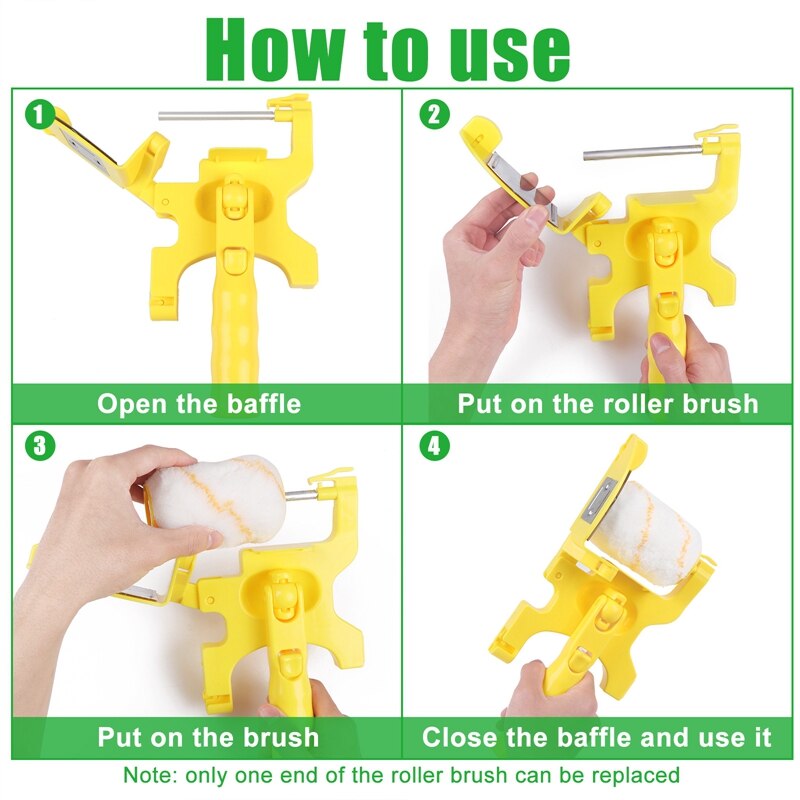 11Pcs Paint Roller Brush Set Multifunctional Hand-Held Clean-Cut Paint Edger Roller Brush Portable Home Improvement Tool