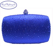 Vrouwen Royal Blue Harde Box Clutch Avondtassen Met Sparkle Crystal Diamonds Voor Dames Harde Koppelingen Doos Crystal Avond tas