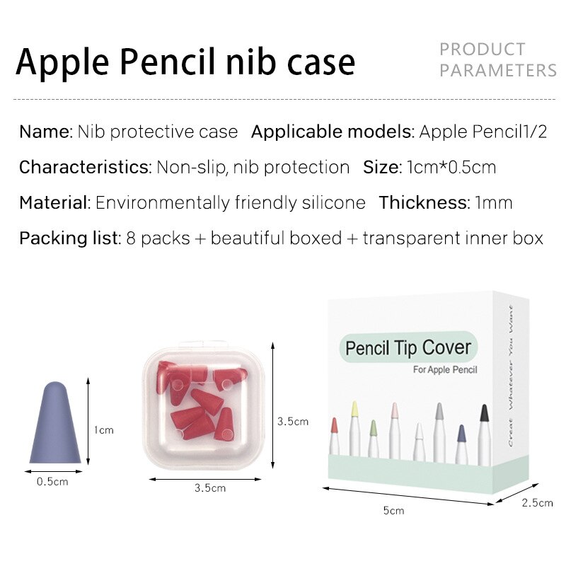 Kolorowa skóra 8 sztuk pióro stalówka ochronna pokrywa dla Apple Pencil 1 2 rysik do ekranu dotykowego dla Apple Pencil Silicone Tip Case