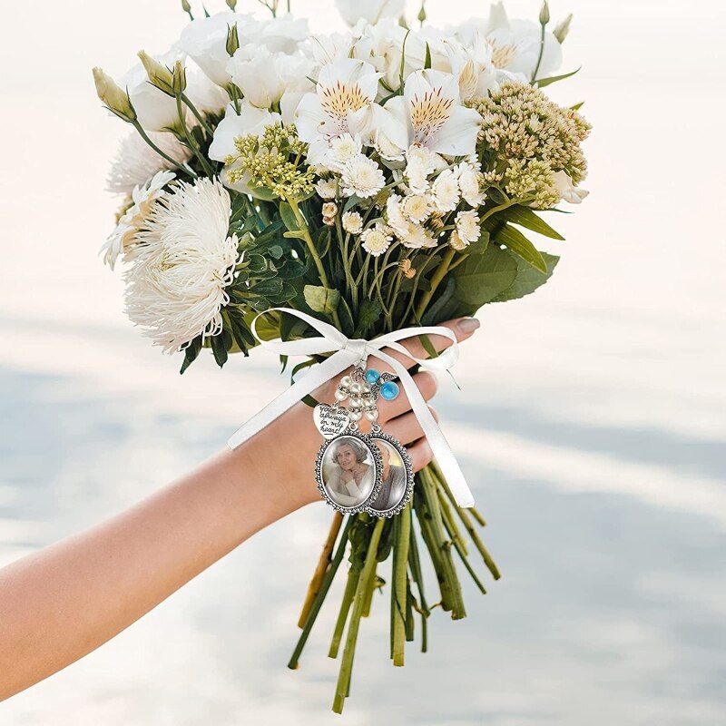 Spilla fai-da-te Charms da sposa doppia cornice in pizzo cornice per foto Cabochon in vetro ovale con pendente adatto per l&#39;uso artigianale delle vacanze
