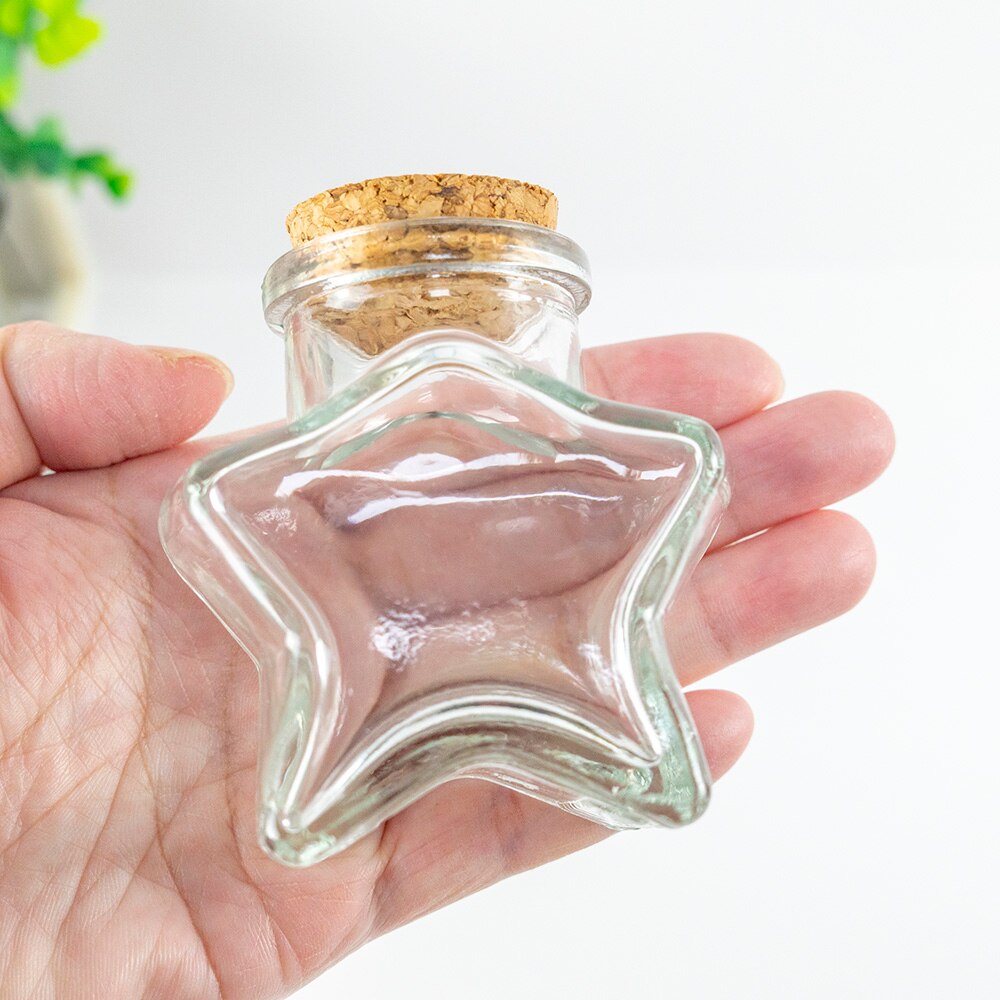 Frascos de vidrio con tapón de corcho para almacenamiento, frascos de grado alimenticio con letras de relleno, estrellas a la deriva, Ideas para manualidades, 6 piezas: Star