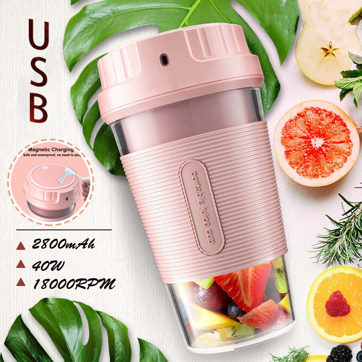 600ml bærbare elektriske juicepressere lille frugtkop hurtig smoothie blender foodprocessor mixer pink usb genopladelig hurtig juicemaskine