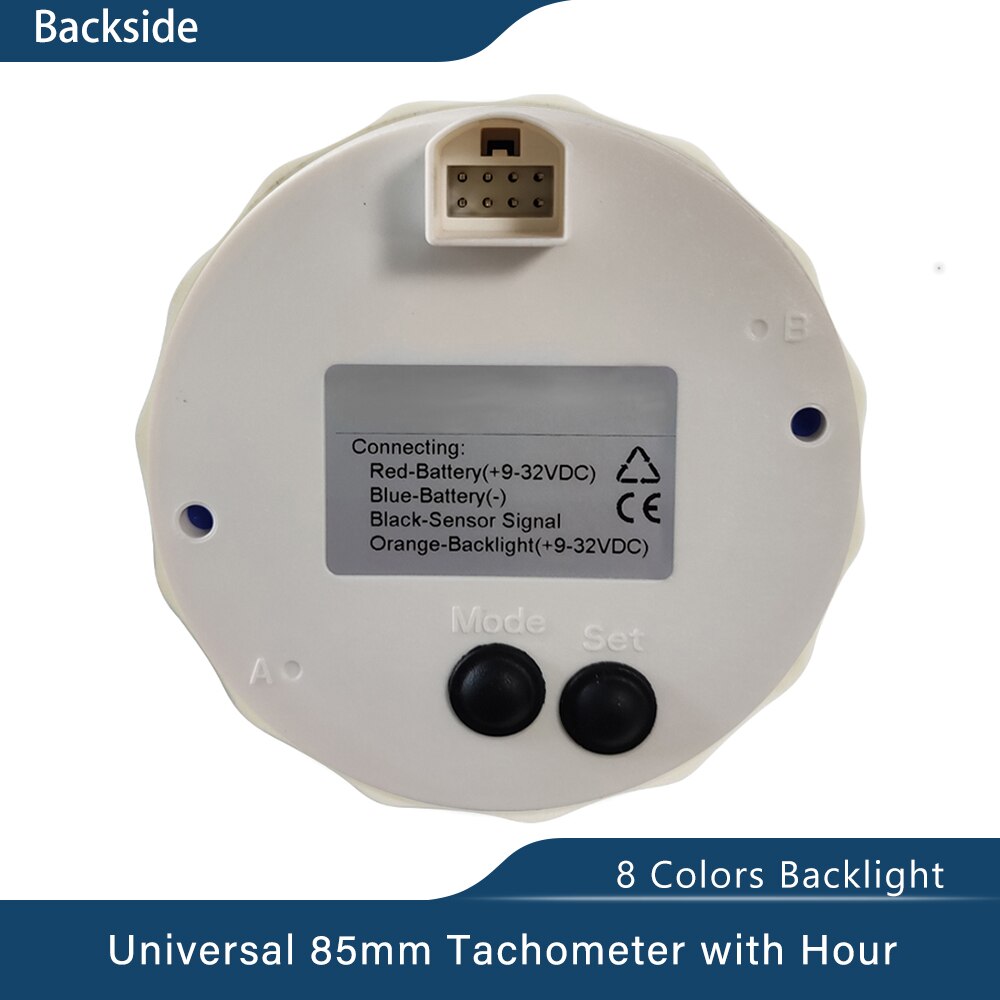 Wasserdichte Stiefel Drehzahlmesser Marine Tacho Messgerät LCD Betriebsstundenzähler 3K 4K 6K 8K 85mm Stiefel Tachometer 12V/24V Mit 8 Farben Hintergrundbeleuchtung