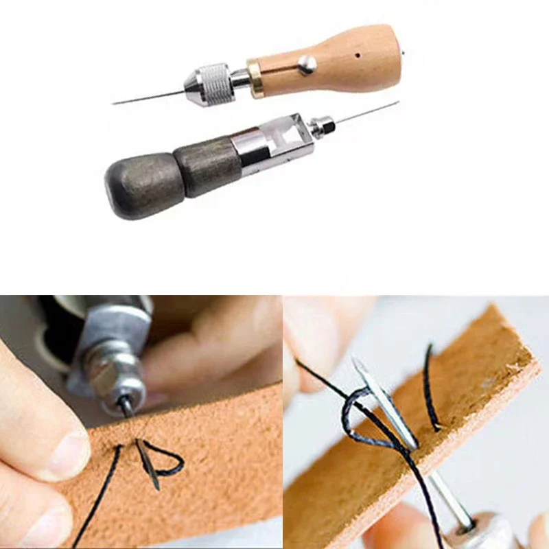 DIY Leather Sewing Awl Kit Waxed Thread Leather Craft Edge Stitching Belt Strips Shoemaker Canvas Hand Sewing Repair Tools