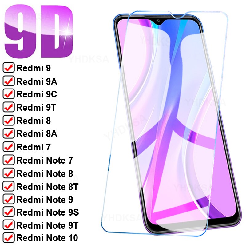9D Volle Schutz Glas Für Xiaomi Redmi 9 9A 9C 9T 8 8A Gehärtetem Screen Protector Redmi Hinweis 7 8 9 10 Pro 8T 9T 9S Glas Film