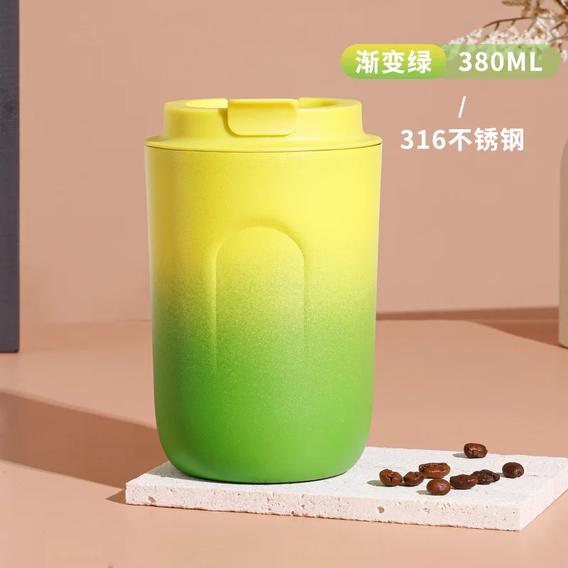 Taza de café de acero inoxidable 316, termo térmico a prueba de fugas, vaso de doble pared, termo aislado para bebidas de viaje: YELLOW