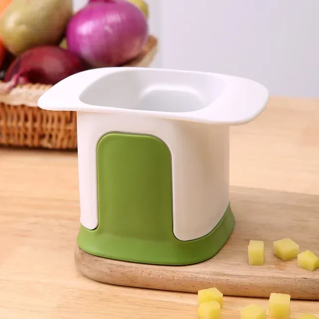 Picadora de verduras multifuncional, cortador de patatas fritas en cubitos de cebolla a presión manual, utensilio de cocina, rebanador de pepino, herramientas de cocina: Verde claro
