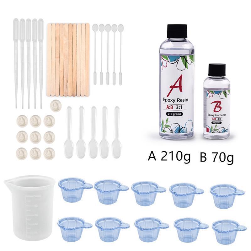 AB Epoxy Resin Kit Crystal Clear Hardener Kit Easy Mix DIY Supplies For DIY Art Casting Resin Jewelry Making Accessories: A210g-B70g set