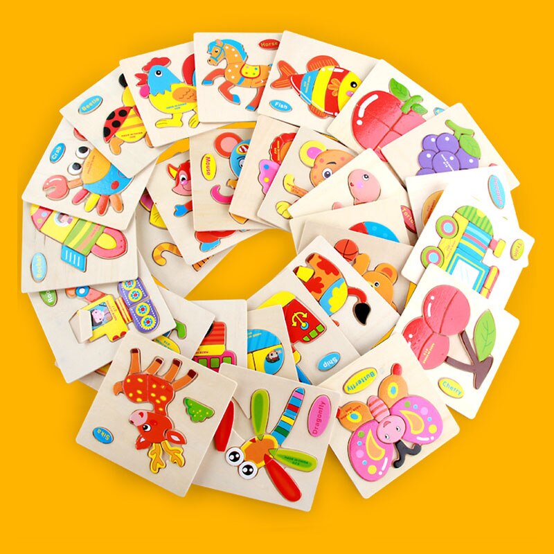 11 di legno 3D Jigsaw Puzzle Giocattoli di Legno Per I Bambini Del Fumetto rompicapo Puzzle di Intelligenza Bambini montessori Educativi Giocattoli Giocattolo