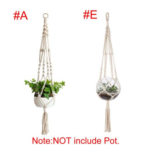 Vintage indretning hængende planter kurv jute reb flettet håndværk hængende kurve urtepotte planteholder potte makrame plante bøjle