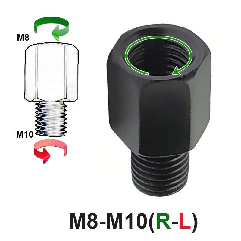 Schwarzer Spiegeladapter M10 M8 10MM 8MM Motorrad Rolle Rückspiegel Adapter Rechts Verknüpfungen Gewinde Umwandlung Bolzen Schrauben