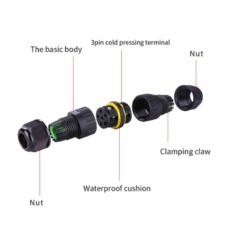 IP68 Waterproof Connector m20-2Pin Electrical Terminal Adapter Wire Connector Screw and Soldering Pin connector for LED