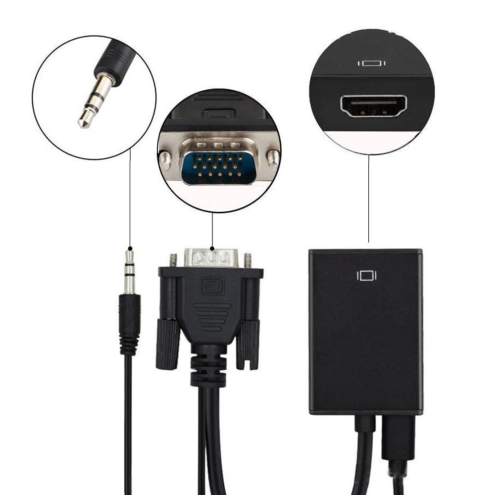 VGA Male naar HDMI Vrouwelijke Adapter Converter Kabel Met 3.5mm Audio Output 1080P VGA naar HDMI voor PC laptop naar HDTV Projector ps4